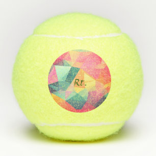 Colourful abstract geometric shapes add letter nam tennis balls