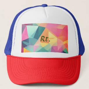 Colourful abstract geometric shapes add letter nam trucker hat