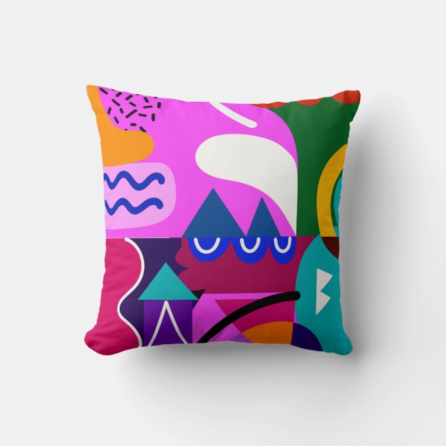 Colourful Abstract Geometric Shapes Background Cushion (Front)