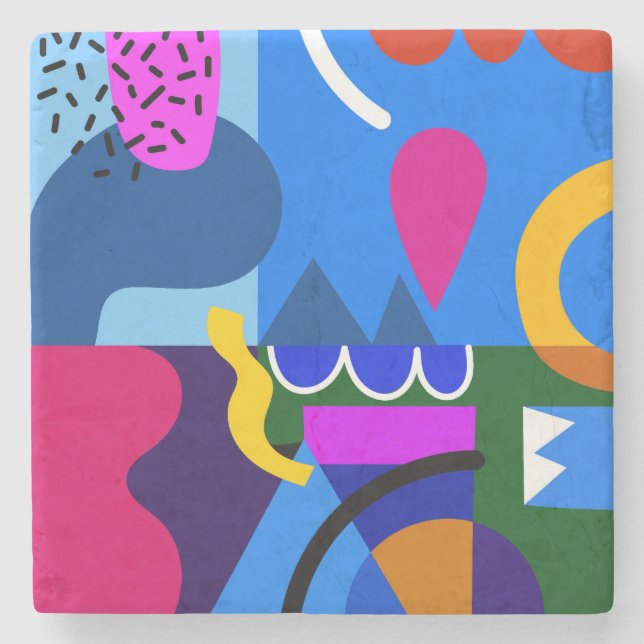 Colourful Abstract Geometric Shapes Background Stone Coaster (Front)