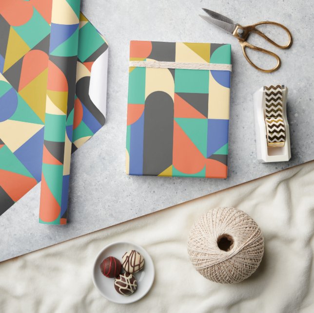 Colourful Abstract Geometric Shapes Background Wrapping Paper (Crafts)