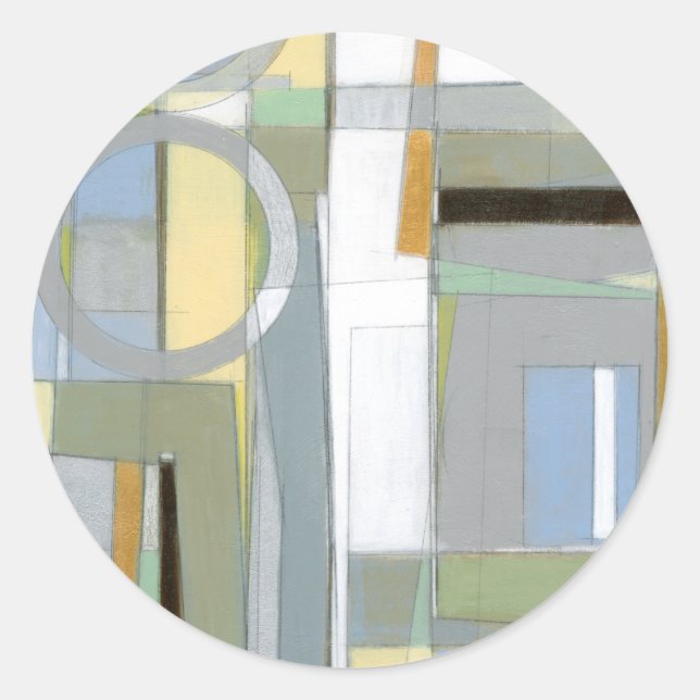 Colourful Abstract Geometric Shapes Classic Round Sticker (Front)