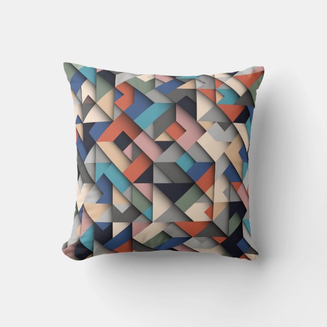 Colourful Abstract Geometric Shapes Cushion (Front)