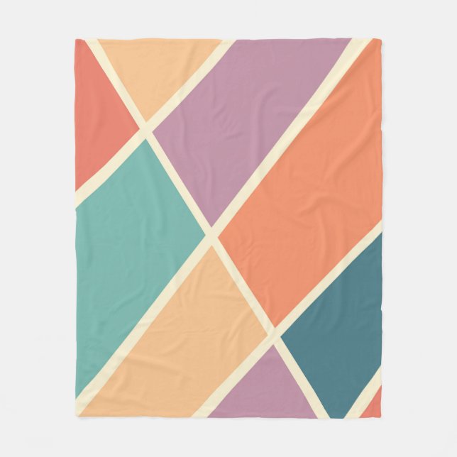 Colourful abstract geometric shapes design fleece blanket (Front)
