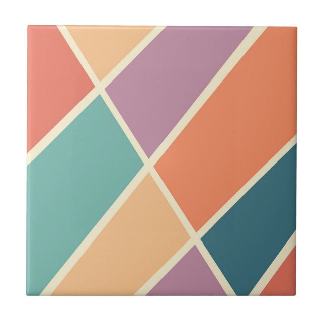 Colourful abstract geometric shapes design tile (Front)