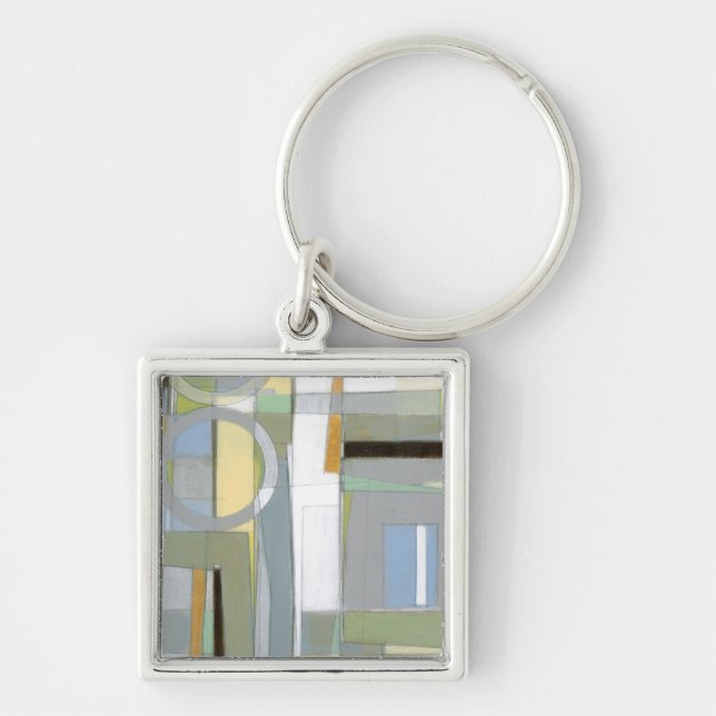 Colourful Abstract Geometric Shapes Key Ring (Front)