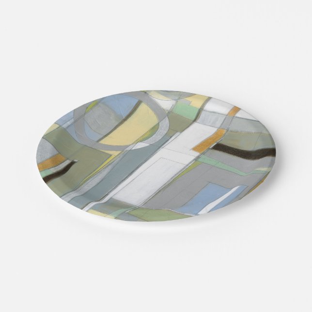 Colourful Abstract Geometric Shapes Paper Plate (Angled)