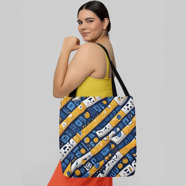 Colourful abstract geometric shapes pattern tote bag (Creator Uploaded)