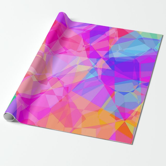 Colourful Abstract Geometric Shapes Prism Pattern Wrapping Paper (Unrolled)