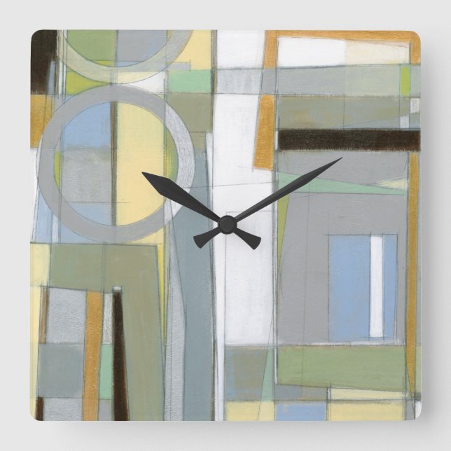 Colourful Abstract Geometric Shapes Square Wall Clock (Front)