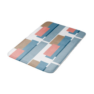 Colourful Abstract Geometric Stripes Art Pattern Bath Mat