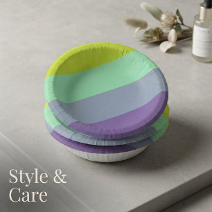 Colourful Abstract Geometric Wave Paper Bowl Plate