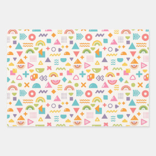 Colourful Abstract Geometric Wrapping Paper Set