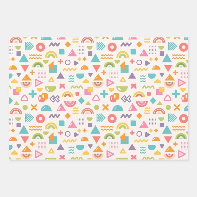 Colourful Abstract Geometric Wrapping Paper Set (Front 3)