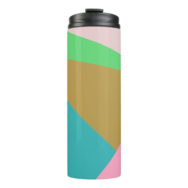 Colourful Abstract Geometry Colour Block Triangles Thermal Tumbler (Front)