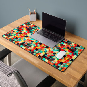 Colourful abstract geomtric bright element design desk mat