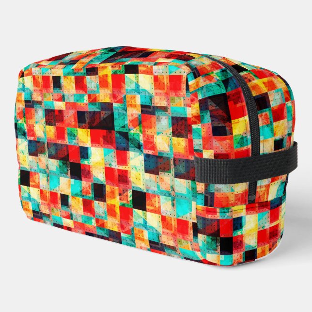 Colourful abstract geomtric bright element design dopp kit (Left Corner)