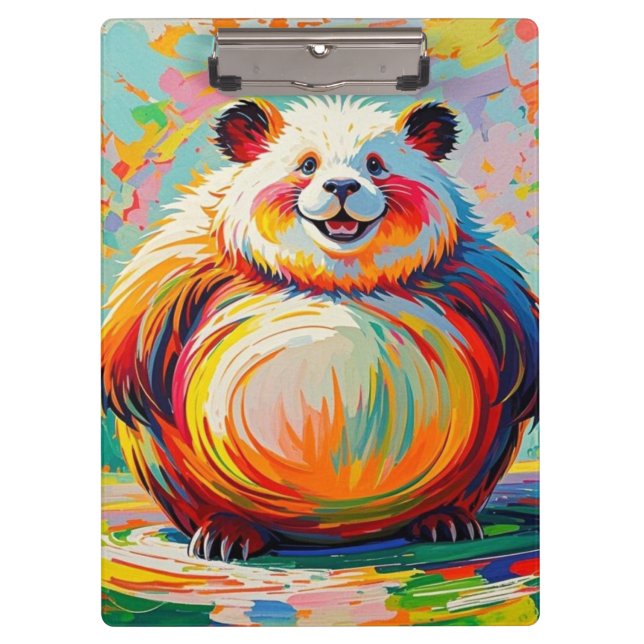 Colourful abstract giant bear panda art design  clipboard (Front)