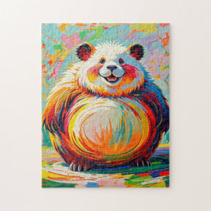 Colourful abstract giant bear panda art design jigsaw puzzle