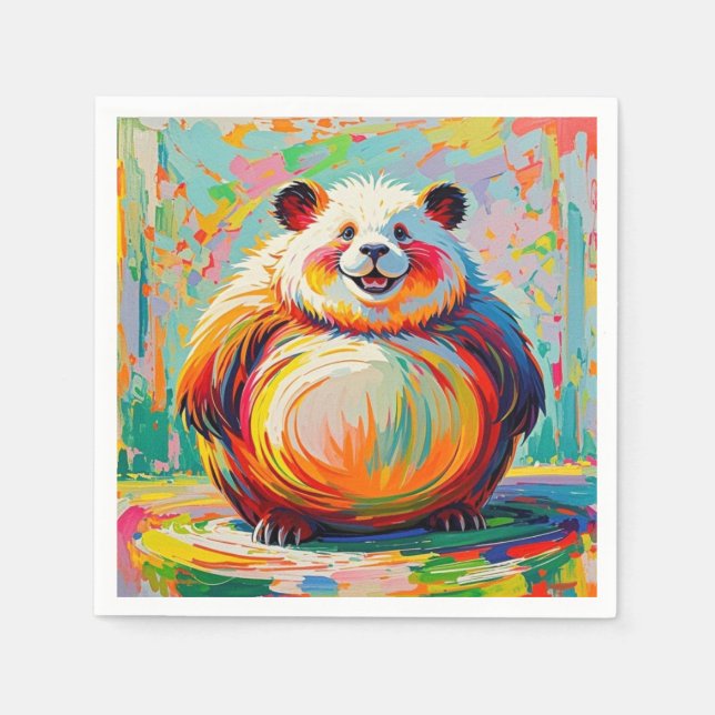 Colourful abstract giant bear panda art design  napkin (Front)