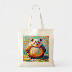 Colourful abstract giant bear panda art design tote bag