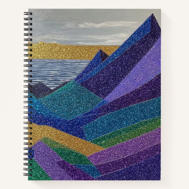 Colourful Abstract Glitter Landscape Notebook (Front)