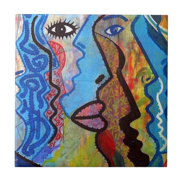 Colourful Abstract Graffiti Tile (Front)