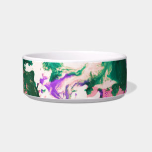 Colourful Abstract Green and Purple Splatter Paint Bowl