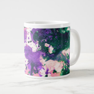 Colourful Abstract Green and Purple Splatter Paint Large Coffee Mug