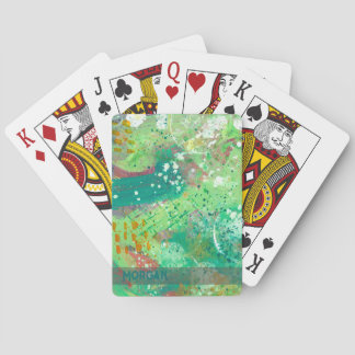Colourful Abstract Green Personalised Name Playing Cards