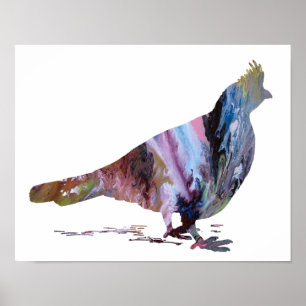 Colourful abstract Grouse silhouette Poster