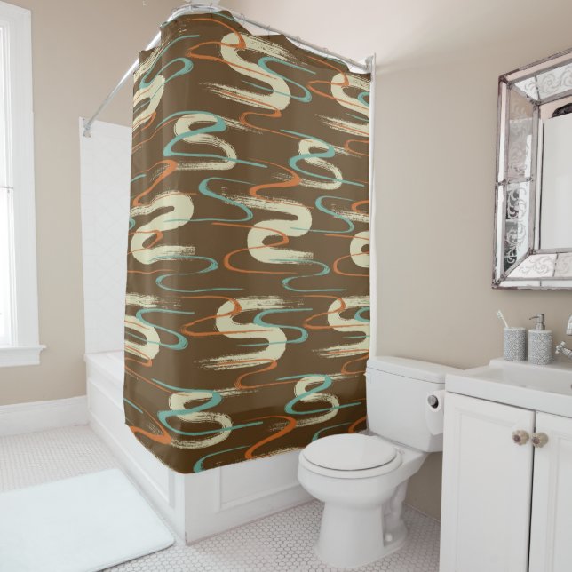 Colourful Abstract Grunge Design Shower Curtain (In Situ)