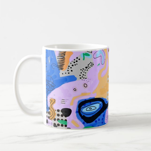 Colourful Abstract Grunge Doodle Background Coffee Mug (Left)