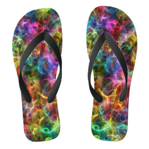 Colourful Abstract Grunge Random Swirls Flip Flops