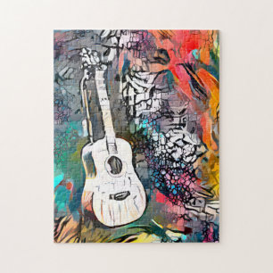 Colourful Abstract Guitar   Hard Challenging Jigsa Jigsaw Puzzle