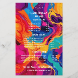 Colourful Abstract Hair Salon Price List Flyer
