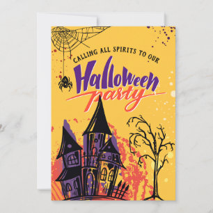 Colourful Abstract Halloween Party Invitation