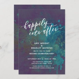 Colourful Abstract Happily Ever After Reception Invitation