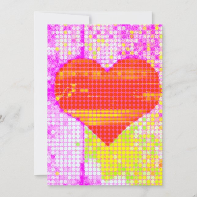 Colourful Abstract Heart Art Funky Fun Love Thank You Card (Front)