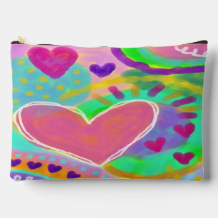 Colourful Abstract Heart Digital Art Accessory Pouch