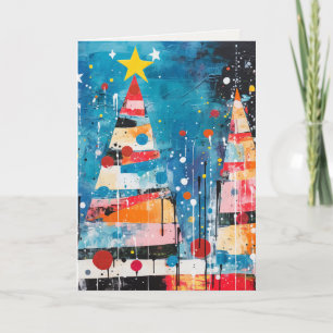 Colourful Abstract Holiday Trees Card