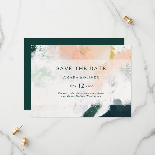 Colourful Abstract Horizontal Save the Date (Front/Back In Situ)