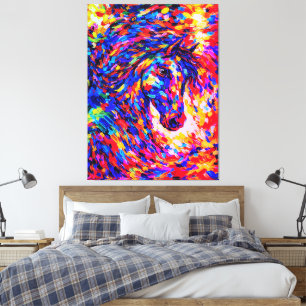 Colourful Abstract Horse Portrait Impasto Canvas Print