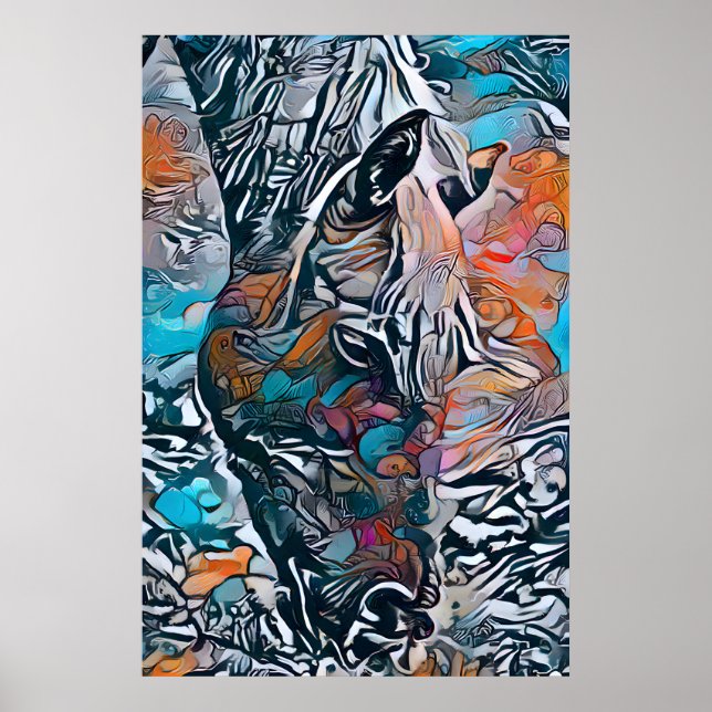Colourful Abstract Horse Poster (Front)