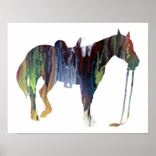 Colourful abstract horse silhouette poster