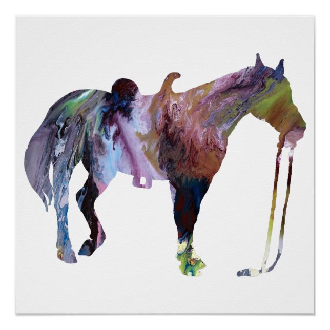 Colourful abstract horse silhouette poster (Front)