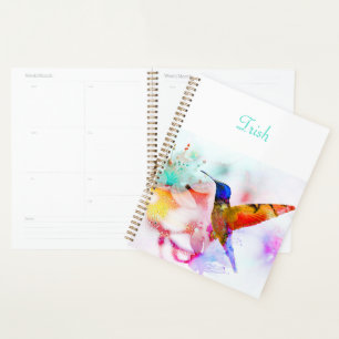 Colourful Abstract Hummingbird Personalilzed Planner