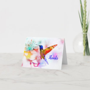 Colourful Abstract Hummingbird Thank You Card
