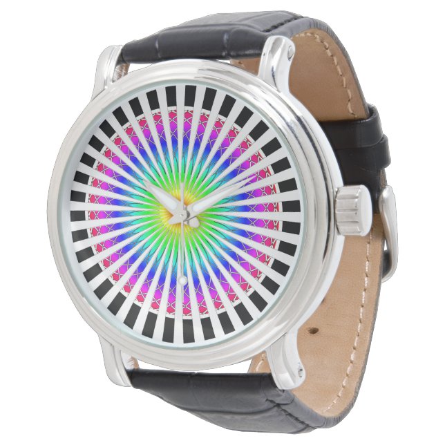 Colourful Abstract Hypnotic Flower Watch (Angled)