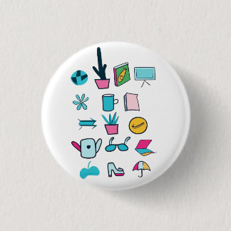  Colourful Abstract Icons Featuring Everyday Items 3 Cm Round Badge